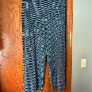 J. Jill Blue Wide Leg Pants with Classic Print